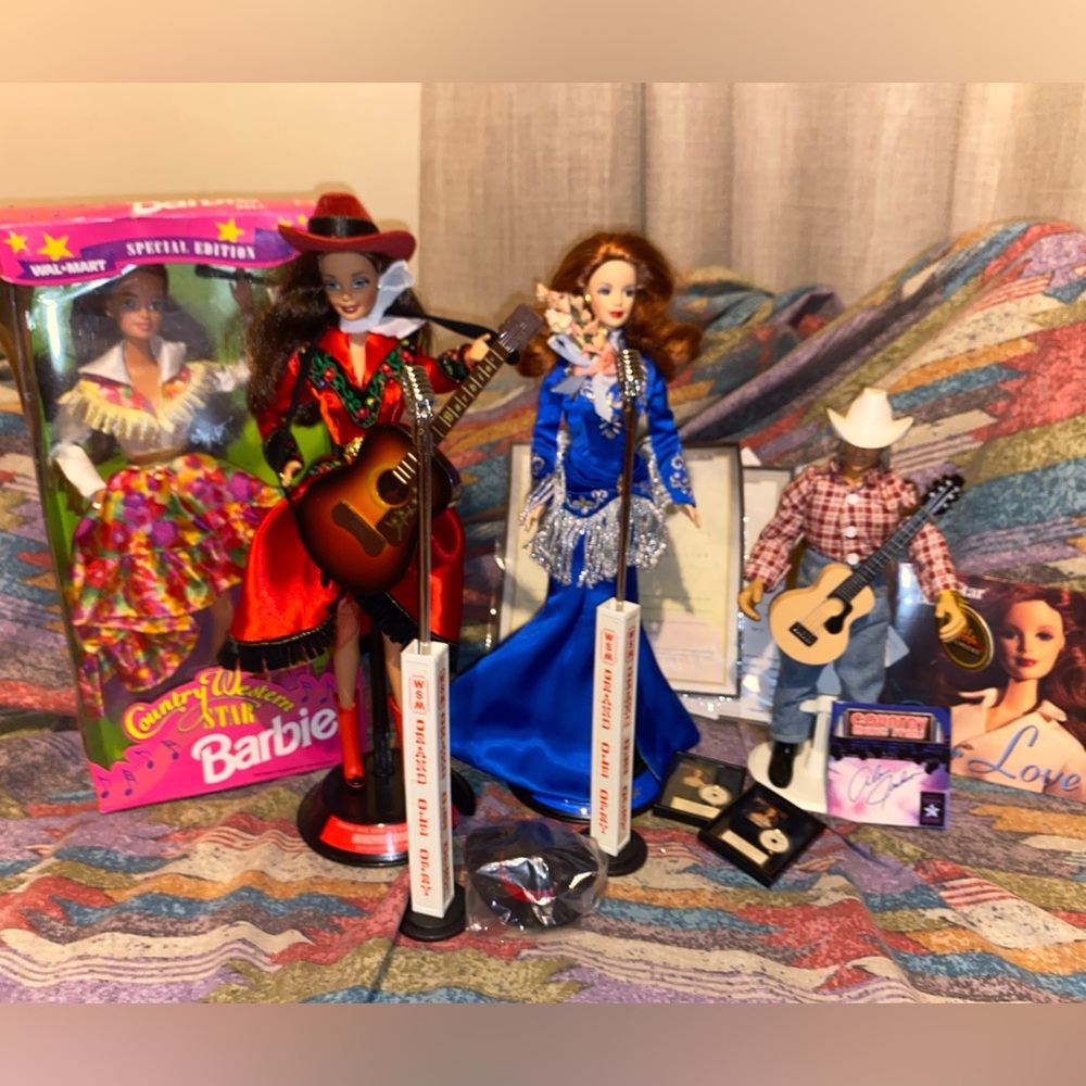 Barbie Country Music Collection with Red and Blue Outfits and Alan Jackson doll